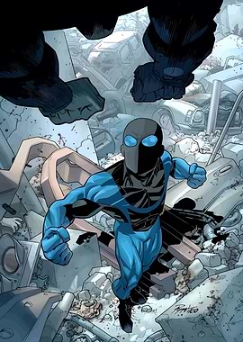 Superhero in a Junkyard Comic Scene