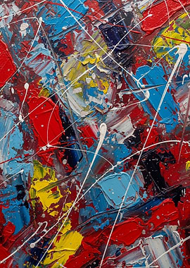 Abstract Colorful Painting with White Lines