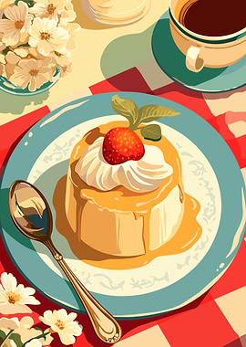 Dessert with Strawberry and Coffee