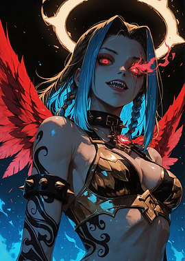 Winged Warrior with Glowing Eyes