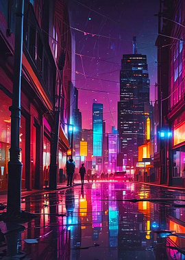 Neon Cityscape at Night