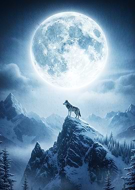 Wolf howling moon