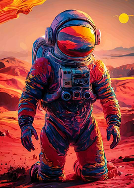 Astronaut on Mars, Colorful Suit