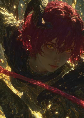 Demon Girl with Red Hair