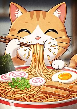 Cartoon Cat Ramen Noodles