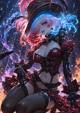 Anime Girl in Red and Black Outfit