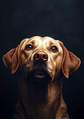 Golden Labrador Portrait on Dark Background
