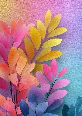 Colorful Leaves on Textured Background