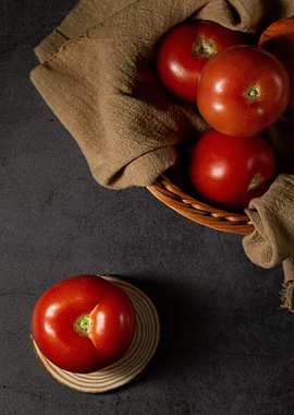 Tomatoes in Basket Still Life
