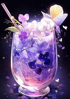 Floral Drink with Butterfly
