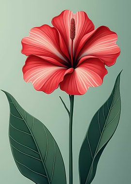 Red Hibiscus Flower Illustration