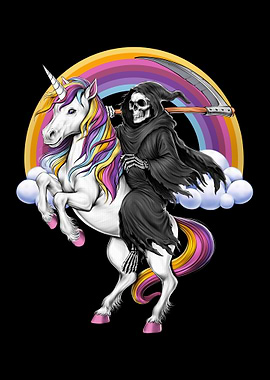 Grim Reaper Riding a Unicorn
