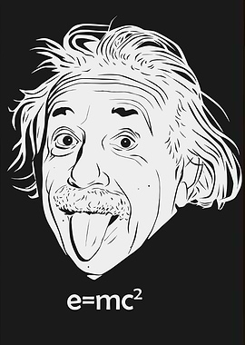 Albert Einstein Portrait with E=mc2