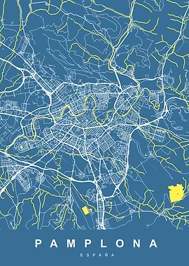 Pamplona, Spain City Map Art