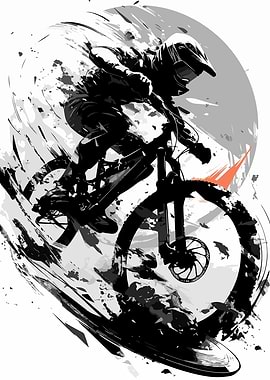 Mountain Biker in Motion Abstract Art
