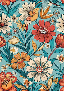 Floral Pattern with Retro Style