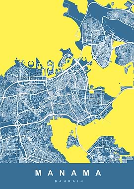 Manama, Bahrain City Map Art
