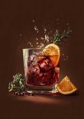 Refreshing Cocktail with Orange and Rosemary