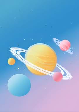 Pastel Planets in Space