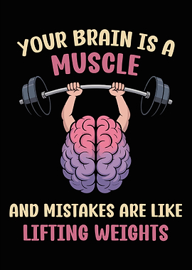 Brain Muscle Lifting Weights Illustration