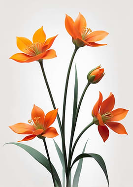 Elegant Orange Flowers on White Background