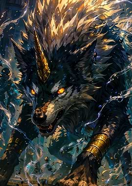 Horned Wolf Fantasy Creature
