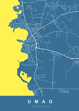 Umag, Croatia Minimalist Map Art
