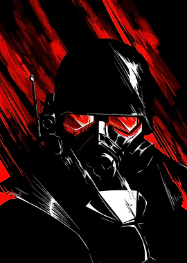 Soldier in Black with Red Goggles