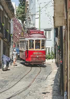 Vintage Tram in Lisbon Street