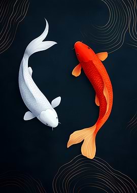 Red and White Koi Fish – Japanese Harmony Art