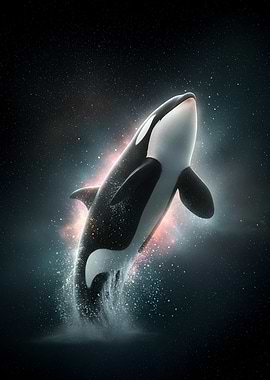 Orca Whale Leaping in Space