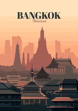 Bangkok Thailand Skyline Illustration