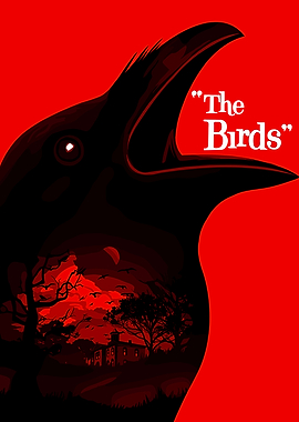 The Birds Movie Poster Red Black