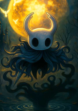 Hollow Knight in a moonlit scene