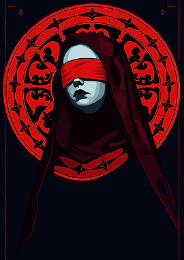 Blindfolded Woman with Red Ornament