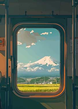 Train Window View: Mountain Landscape