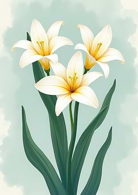 Elegant White Lilies Floral Illustration