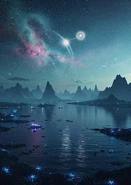 Alien Landscape with Twin Stars