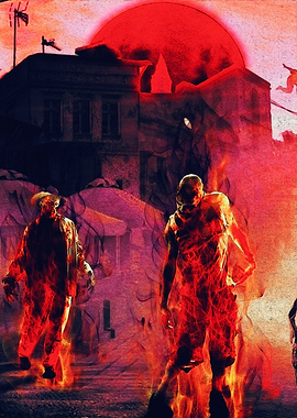 Apocalyptic Zombie Horde Under Red Moon