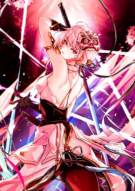 Girl with Mask and Sword