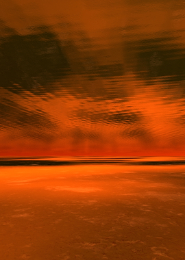 Abstract Orange Landscape with Dark Clouds