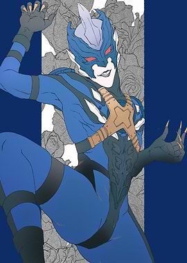 Blue Alien Character Illustration