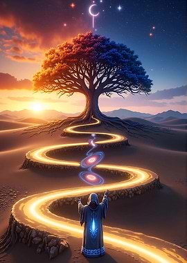 Magical Tree Path with Wizard