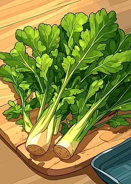 Fresh Parsley on Wooden Cutting Board