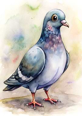 Watercolor Pigeon Portrait