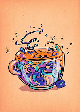 Whimsical Tea Cup Illustration