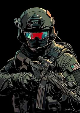 American Soldier with Rifle