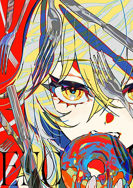 Anime Girl with Donut and Forks