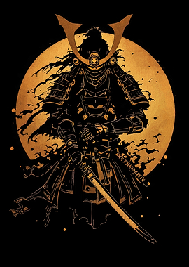 Samurai Warrior in Gold and Black