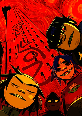 Gorillaz Cartoon Band Art